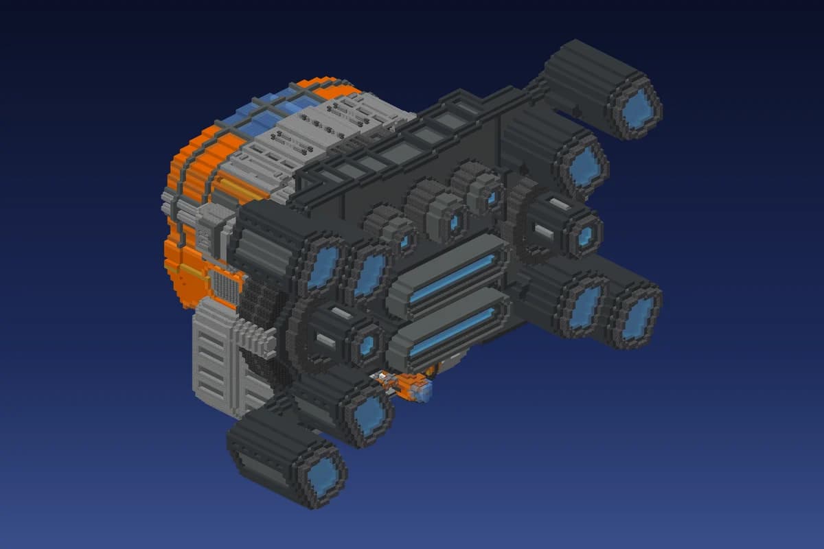 Alien Dark Gunship with Blue Engines