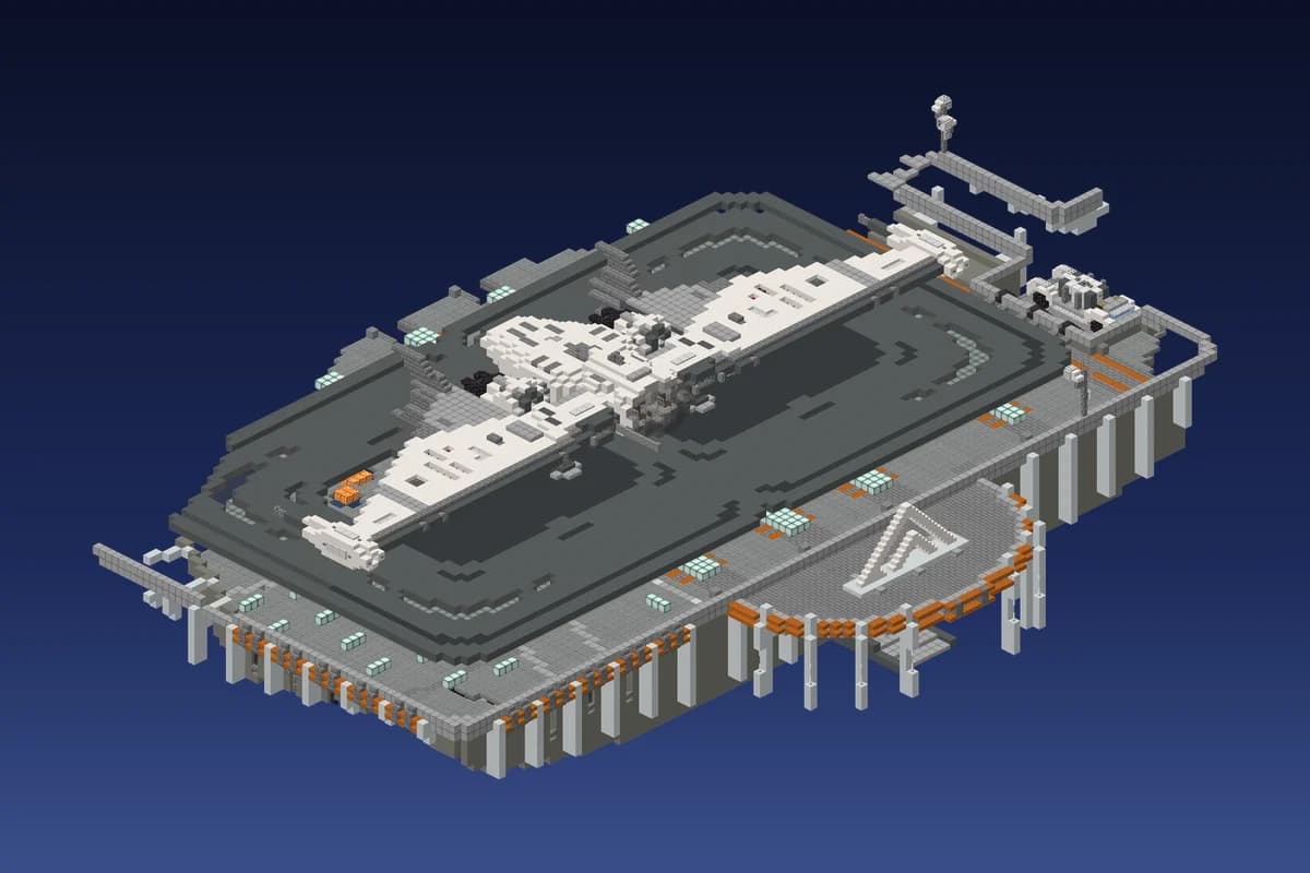 Alien Landing Platform with Docked Ship