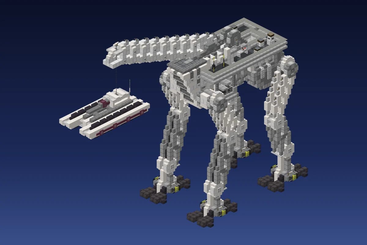 Alien Quadruped Crane Walker with Cargo Platform