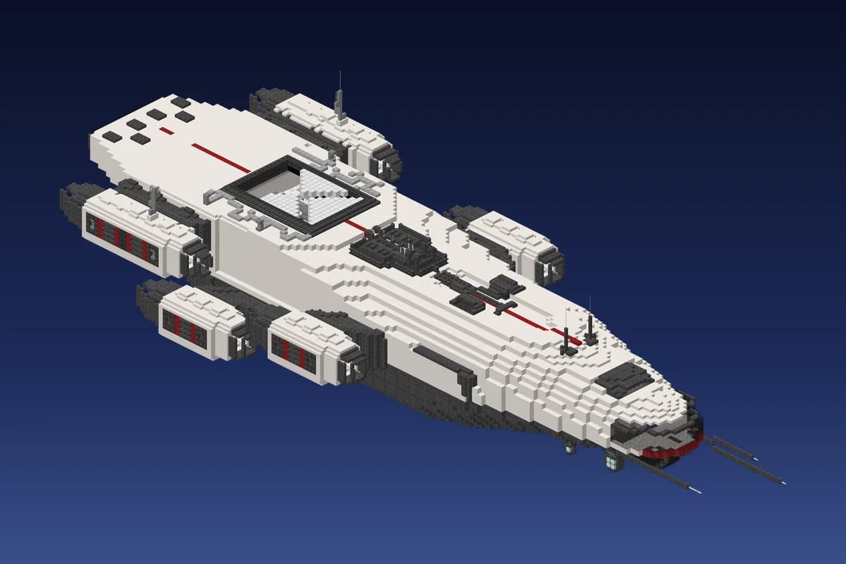 Alien White Long Cruiser Spaceship