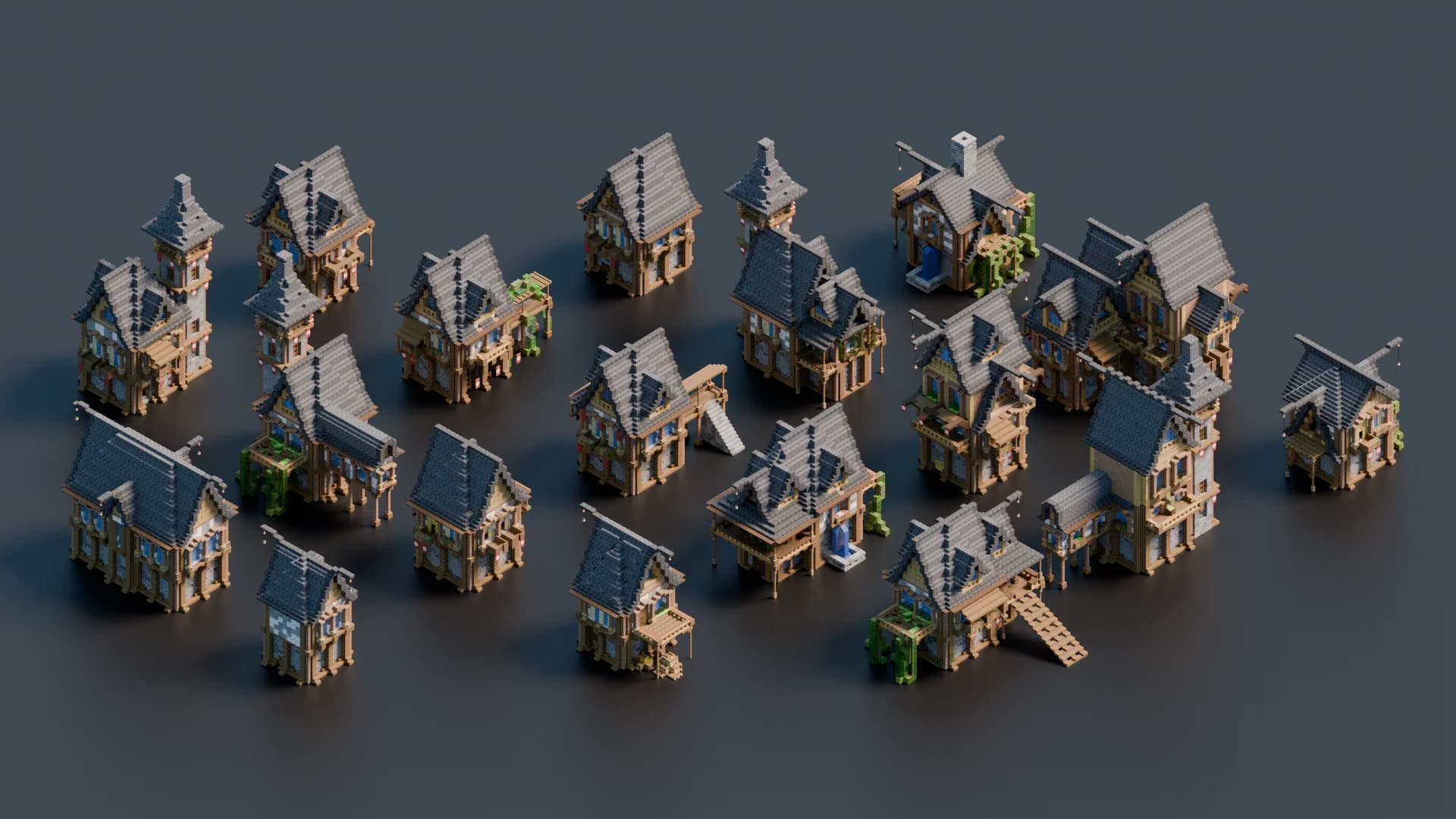 Bundle 18 Medieval Houses - Collection Fast - Minecraft Schematic