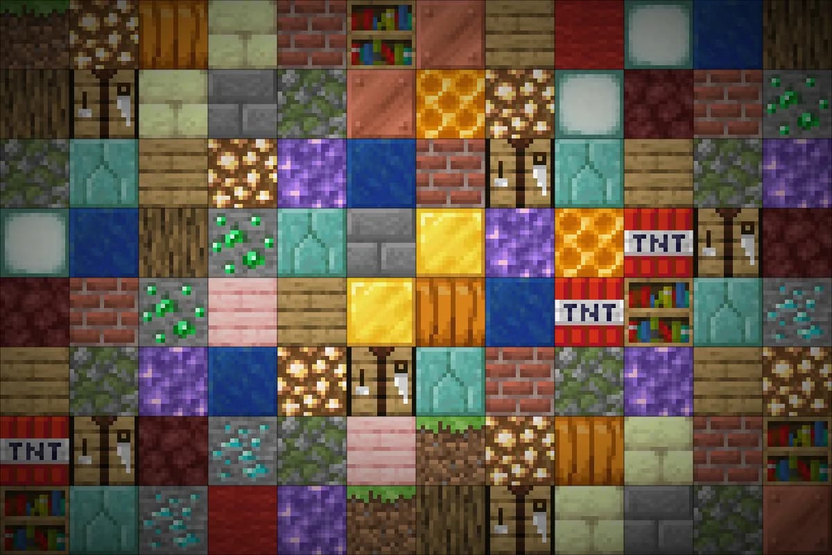 Minecraft texture generator: block textures repainted by AI in pixel art and previewed in 3D