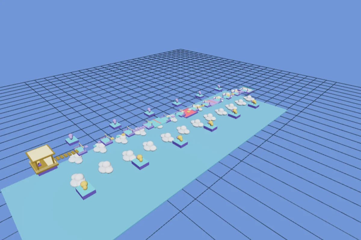 The in-browser 3D preview of a generated Roblox level in the Spaleforce editor