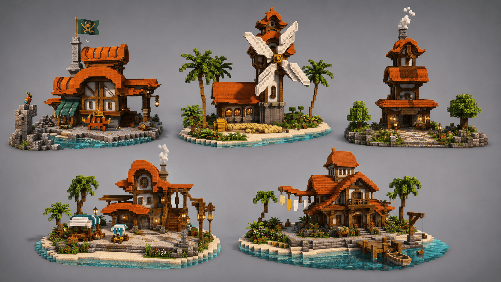 Bundle: 5 Pirate Houses