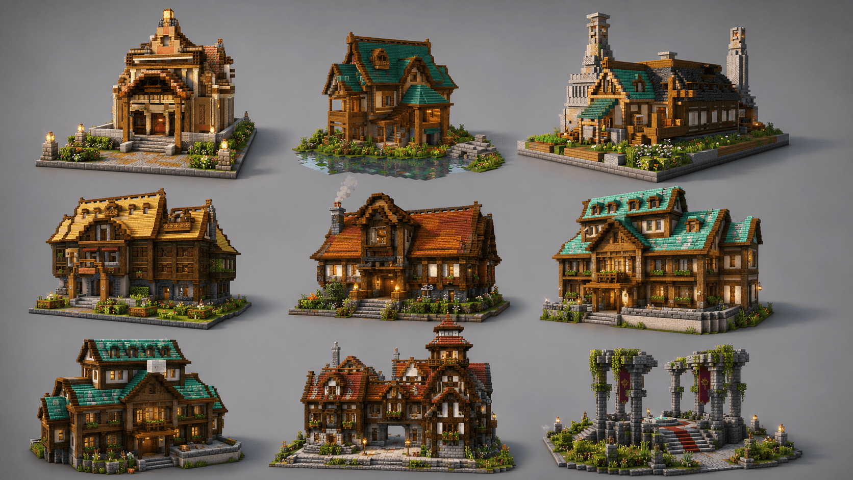 Bundle: 9 Medieval Hub Builds
