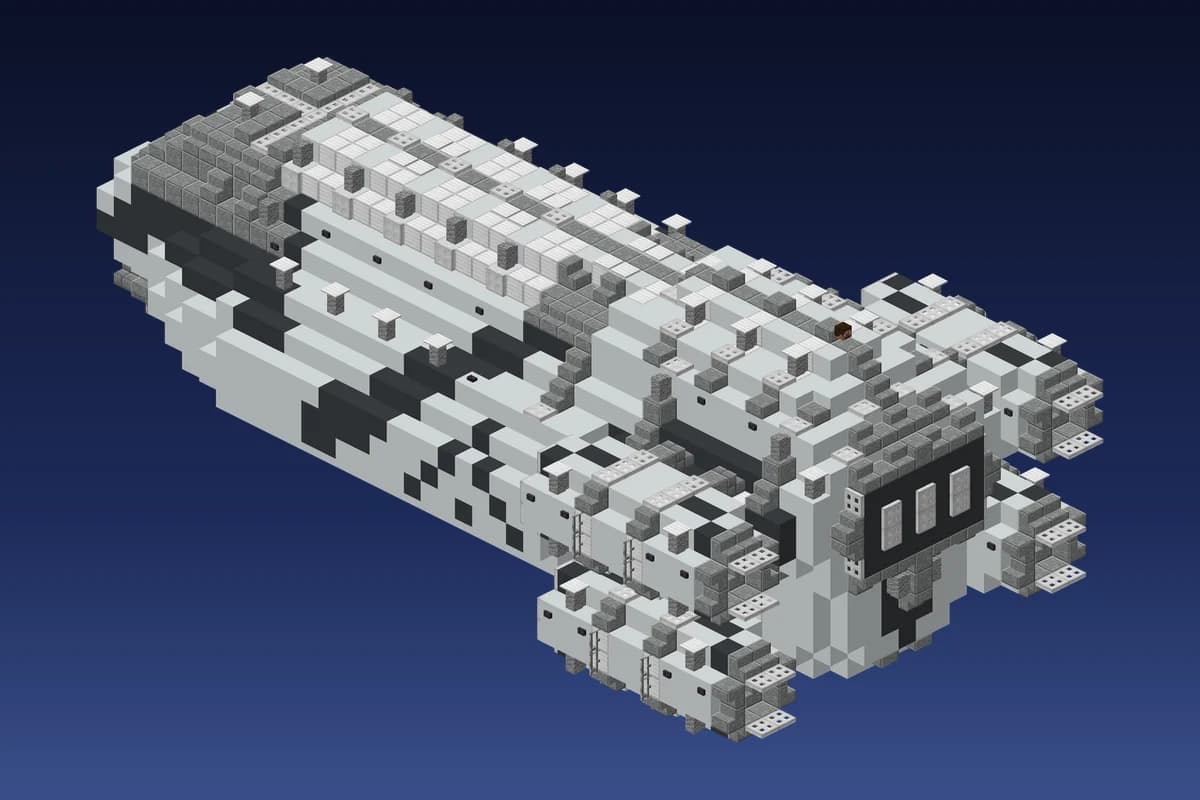Alien White Freighter Spaceship