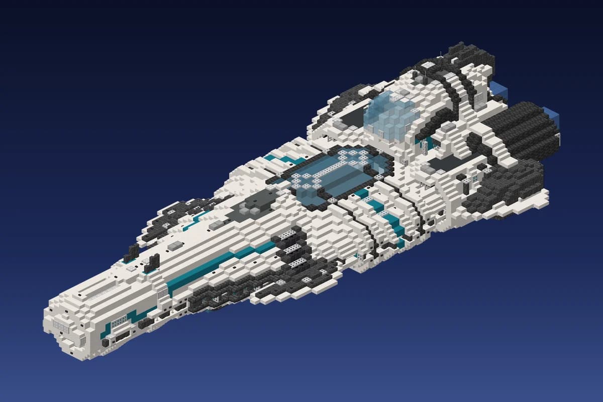 Alien White Frigate Spaceship