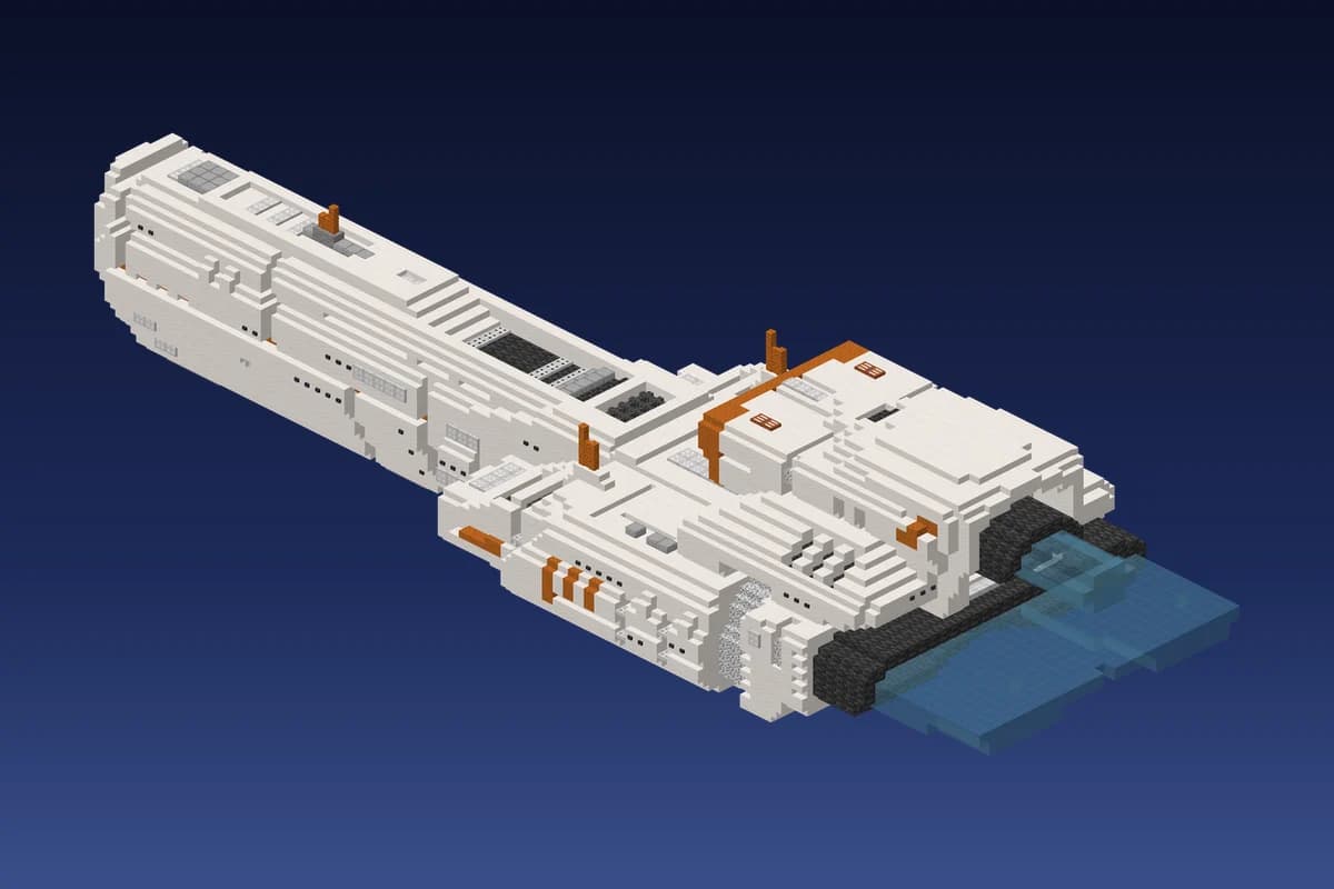 Alien White Gunboat Spaceship