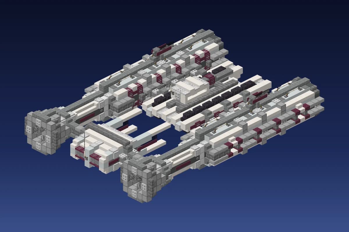 Alien White Twin Hull Spaceship